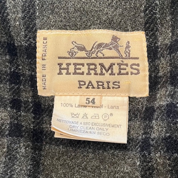 Vintage Hermes Mens Green Plaid Overcoat Size 54 - Picture 5 of 7